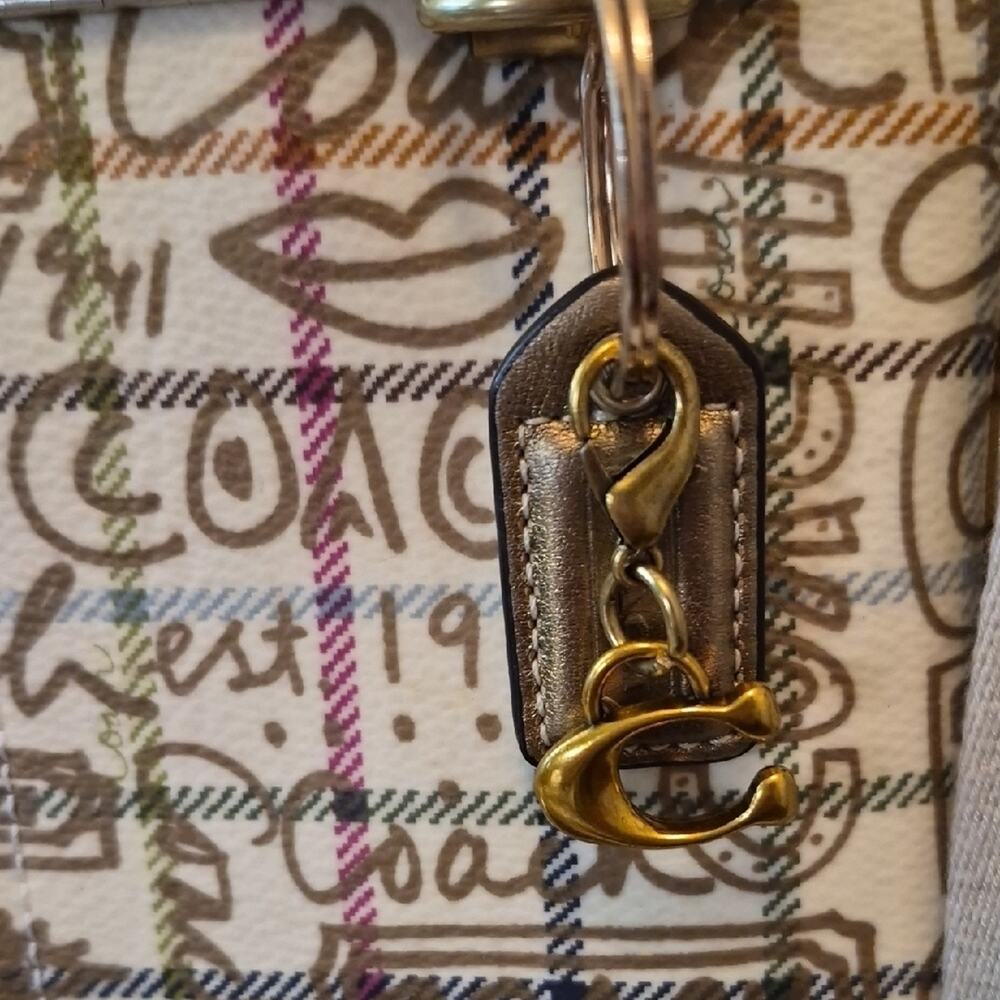 Coach Gold Tattersall With Script Logo Crossbody Bag in Cream and Gold Accents - Picture 4 of 16